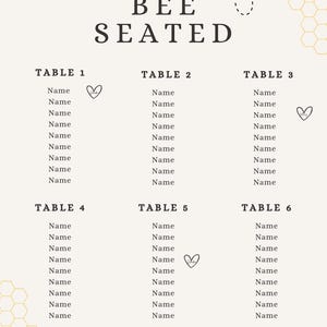 Please Bee Seated - sjabloon voor tafelschikking
