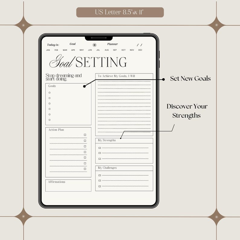 Minimalist Goal Setting Template: Productivity Checklist (digital Download) - Etsy