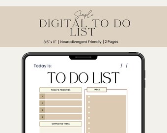 Modello minimalista per elenco di cose da fare: semplice planner stampabile (download digitale)