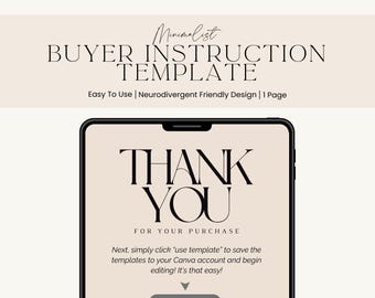 Etsy Seller Instruction Template: Customizable Seller Guide (Digital Download), Easy to Use Confirmation Page, Thank You Template