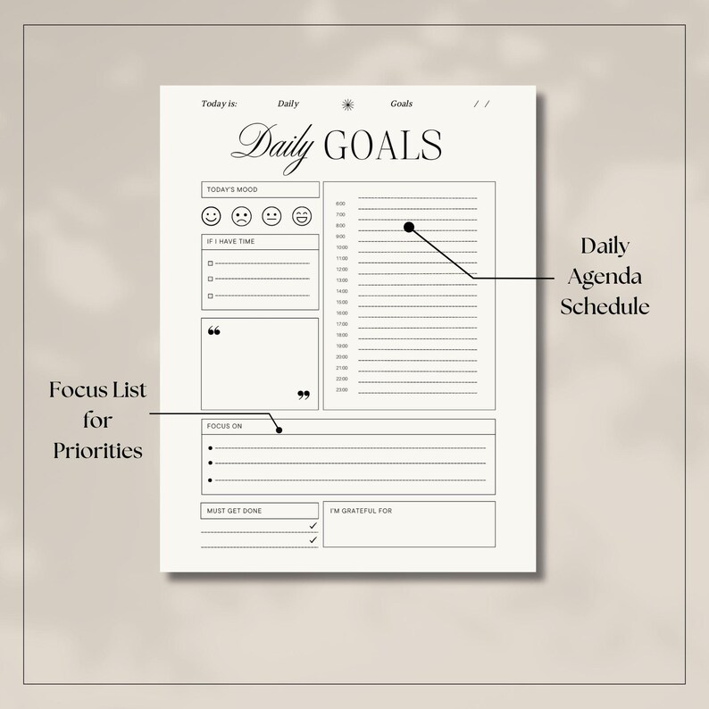 Printable Goal Setting Template: Daily & Weekly Planner (digital ...