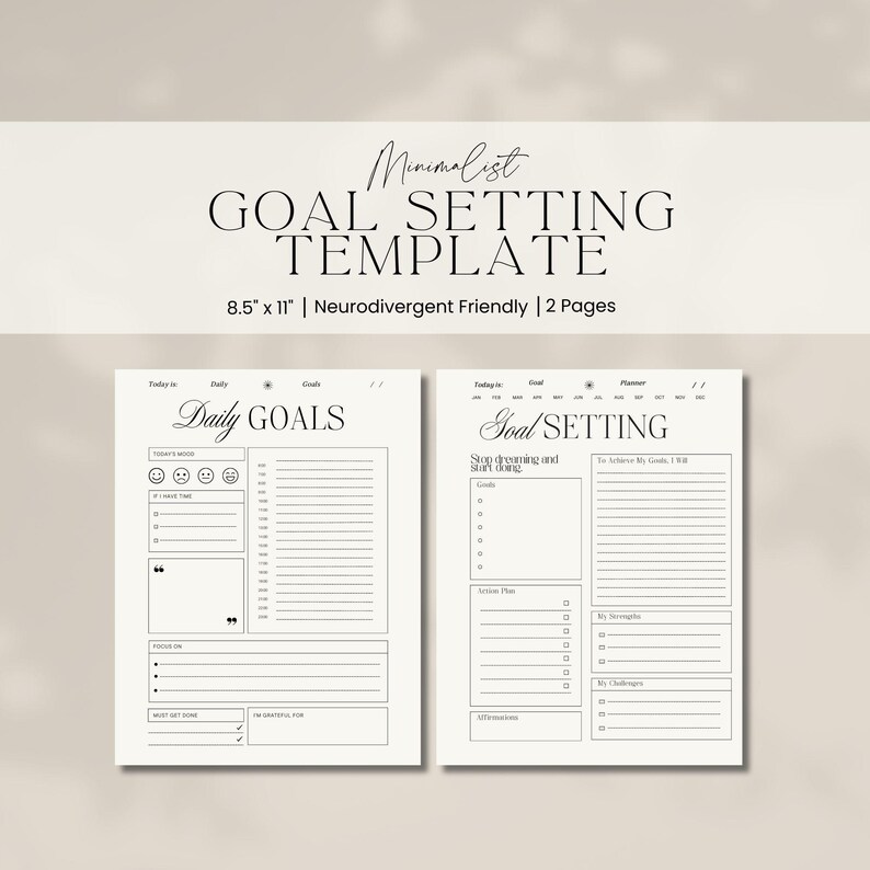 Printable Goal Setting Template: Daily & Weekly Planner (digital ...