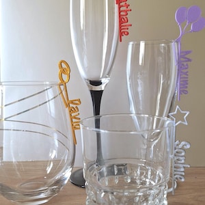 Decorazione in vetro personalizzata con nome – Segnaposto per feste, matrimoni, baby shower, battesimi, eventi – Stampa 3D nel colore che preferisci