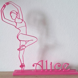 Personalized Dancer Decoration with First Name - Classical Dance Girl Gift - Bedroom or Door Decoration - 3D Printing - Choice of Colors