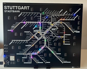 Stuttgart light rail PCB with 422 LEDs - Real-time public transport
