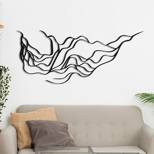 Abstract Line Metal Wall Art, Modern Wave Metal Wall Decor, Minimal Flowing Shape Wall Sculpture, Housewarming Gift, Unique Metal Artwork