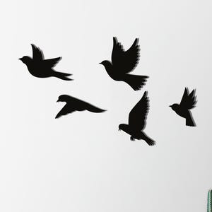 Birds Metal Wall Art, Flying Birds Wall Decor, Bird Flock Wall Sculpture, Bird Set of 5, Minimalist Metal Wall Hanging, Modern Nature Decor