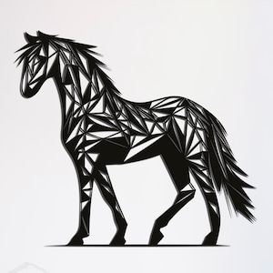 Horse Metal Wall Art, Geometric Horse Wall Decor, Modern Minimalist Animal Wall Sculpture, Horse Wall Decor, Black Metal Horse Wall Hanging