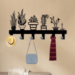 Cactus Coat Rack, Metal Coat Hanger, Coat Hooks, Coat Wall Hanger, Wall Mount Peg Rail, Metal Wall Hooks, Entryway Decor, Wall Mounted Rack