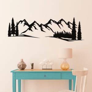 Decorazione da parete in metallo di montagna, arte moderna in metallo di montagna, grande arte da parete in metallo di montagna, arte da parete con paesaggio del soggiorno, decorazione da parete in metallo unica