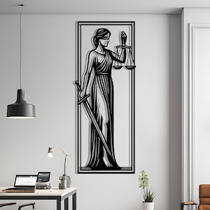 Justice Metal Wall Art, Law Office Decor, Symbolic Wall Hanging for Lawyers & Judges, Lawyer Gift for, Scales of Justice, Law Wall Decor