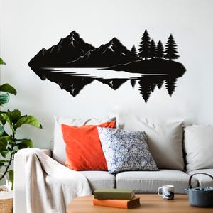 Mountain and Forest Metal Wall Art, Hill Metal Decor, Modern Landscape Wall Sculpture, Rustic Home Accent, Fireplace Decor, Forest Wall Art