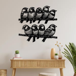 Bird Metal Wall Art, Nature Inspired Wall Decor, Modern Bird Wall Hanging, Minimalist Metal Art, Outdoor Patio Garden Gift Idea, Wall Decor