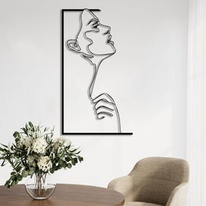 Minimalist Line Wall Art, Abstract Face Metal Wall Decor, Modern Black Metal Wall Sculpture, Contemporary Line Drawing Wall Art, Wall Decor