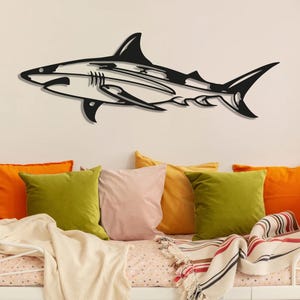 Shark Metal Wall Decor, Office Modern Wall Decor, Unique Livingroom Decor, Above Bed Wall Hangings, Housewarming Gift, Metal Wall Decor