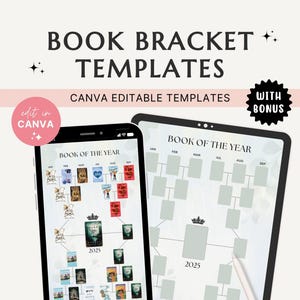 Modello di staffa per libri 2025 Bookstagram Tracker di lettura mensile Canva Digital Book Bracket Instagram Libro dell'anno Modello di Bookstagram IG