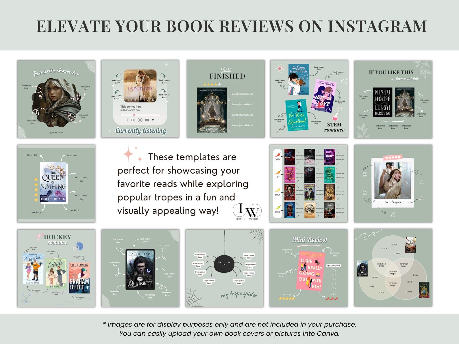 Bookstagram Template Instagram Bookish Sage Bookstagram Canva Book ...