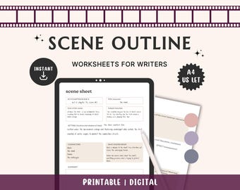 Scene Outline Worksheet Writer Author Novel Planner Worldbuilding Story Beat Scene Sheet Plot Structure Book Character Development NaNoWriMo