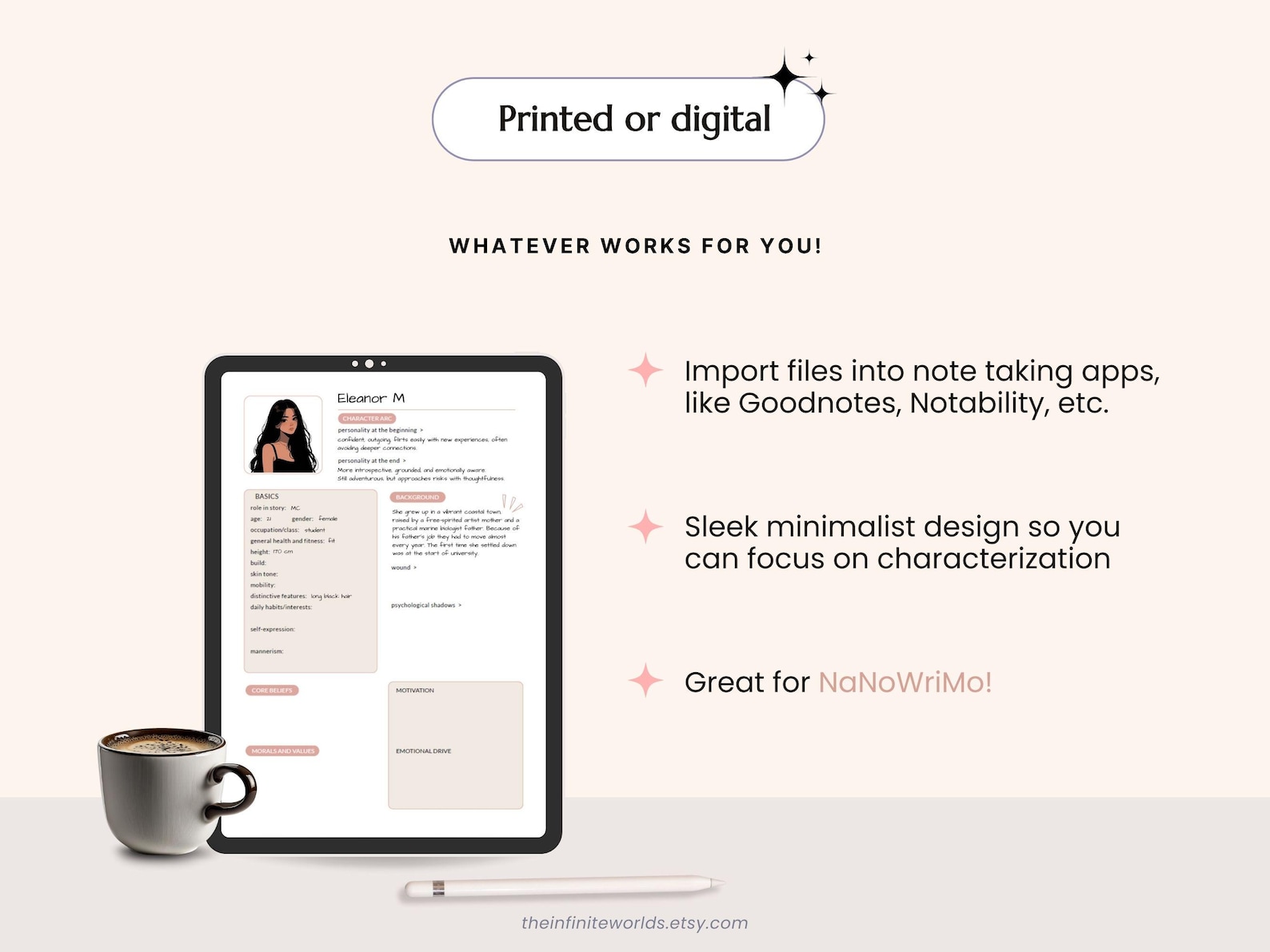Character Profile Sheet Character Trait Planner Template Novel Plot ...