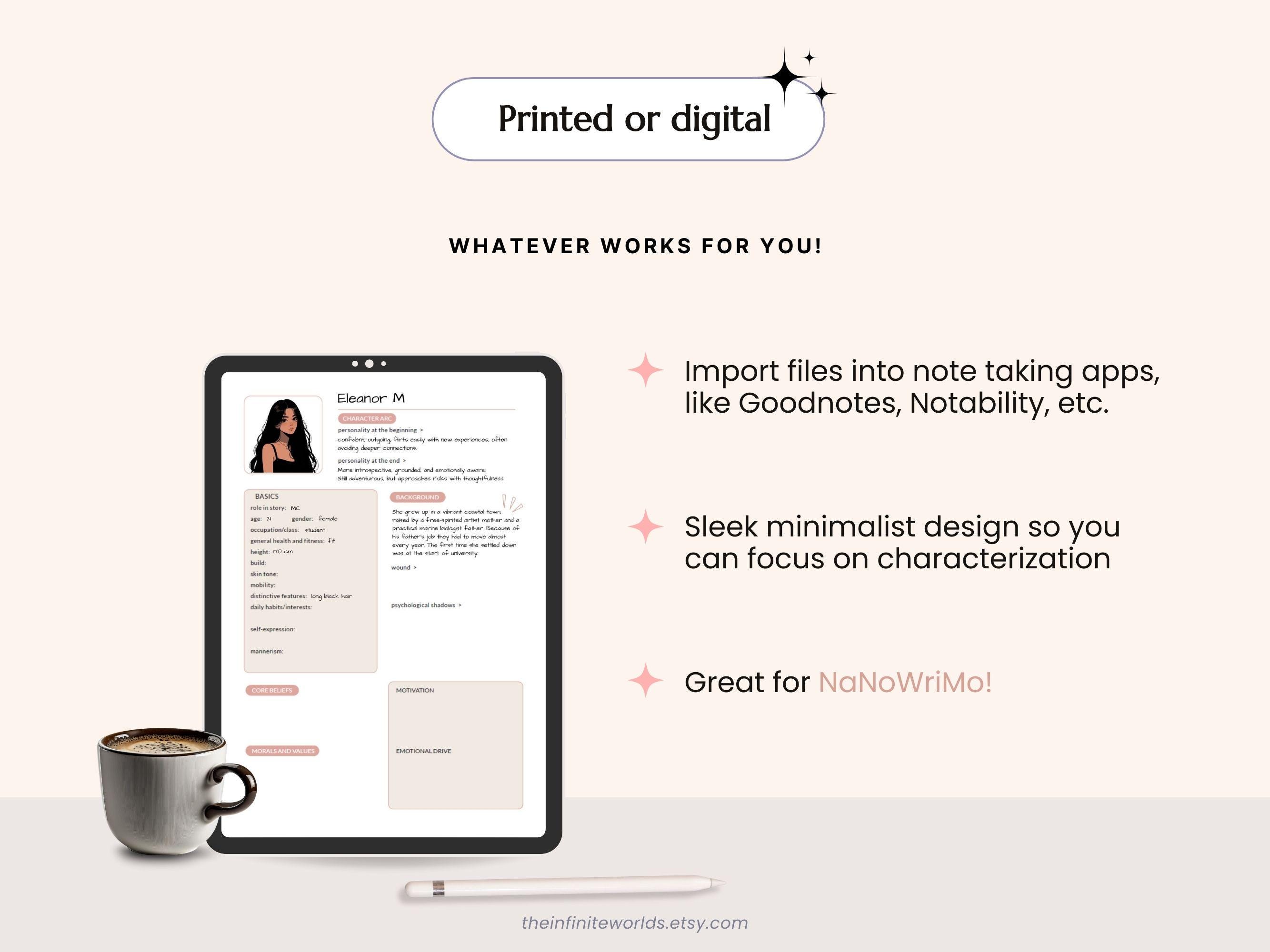 Character Profile Sheet Character Trait Planner Template Novel Plot ...