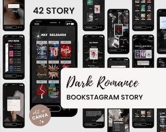 Dark Bookstagram Story Template Bookish Instagram Story Dark Romance Social Media Canva Book Review Trope Bookstagram Reading Author Writer