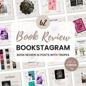 Bookstagram Book Trope Book Review Template Bookstagram Trope Beige Instagram Canva Book Bookish Template Author Marketing Promo IG Post image 1