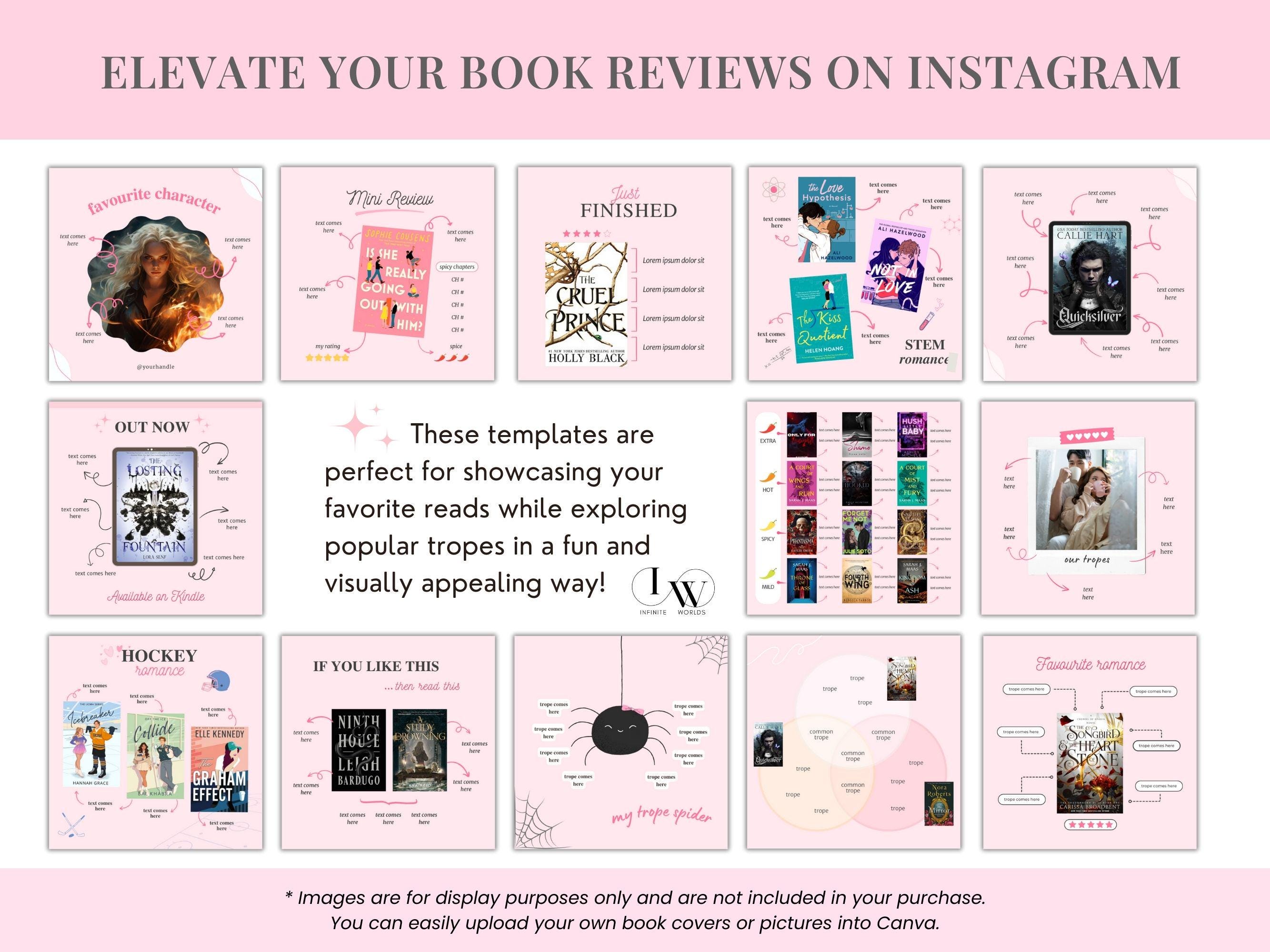 Bookstagram Trope Pink Book Review Template Instagram Bookstagram Book ...