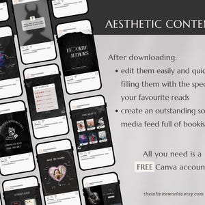 Dark Romance Bookstagram Template Bookish Instagram Canva Book Review Bookstagram Post Romance Dark Book Reading Author Writer IG Marketing image 2