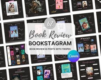 Plantilla de reseña de libro Bookstagram Book Trope Bookstagram Trope Dark Instagram Canva Book Bookish Template Autor Marketing Promo IG Post