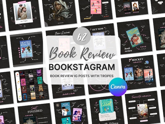Bookstagram Book Trope Book Review Template Bookstagram Trope Dark Instagram Canva Book Bookish Template Author Marketing Promo IG Post