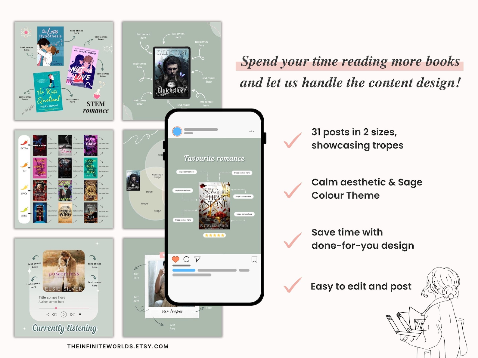 Bookstagram Template Instagram Bookish Sage Bookstagram Canva Book ...