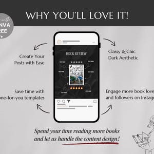 Dark Romance Bookstagram Template Bookish Instagram Canva Book Review Bookstagram Post Romance Dark Book Reading Author Writer IG Marketing image 3