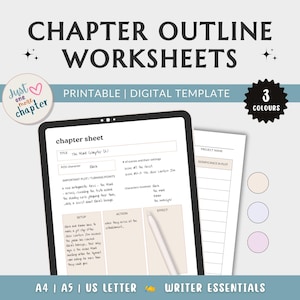 Chapter Outline Worksheet Chapter Structure Breakdown Story Outline Novel Plot Guide Scene Builder Writing Organization Nanowrimo Goodnotes