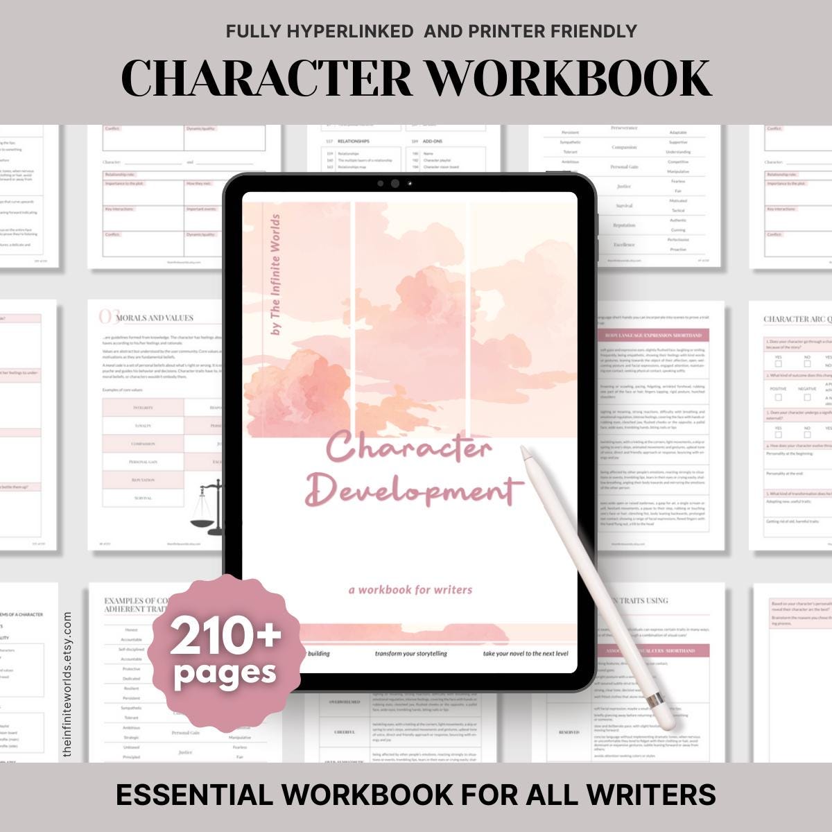 Character Workbook Digital Printable Character Planner Novel Writing ...