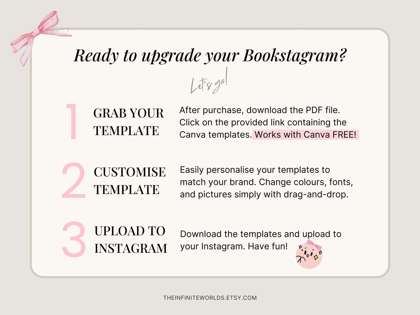 Pink Bookstagram Template Instagram Bookish Bookstagram Canva Book ...