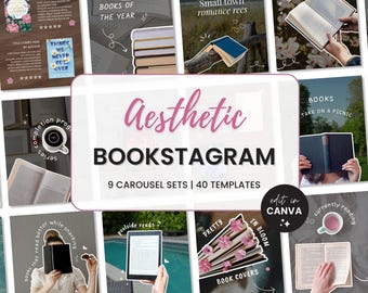 Bookstagramカルーセルテンプレート Instagram Bookish Aesthetic Viral Post Bookstagramカルーセルステッカー 書評 本のまとめ TBR Canva IGフィード
