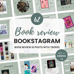Bookstagram Template Instagram Bookish Sage Bookstagram Canva Book Lover Social Media Post Green Book Reading Review Author Writer Marketing