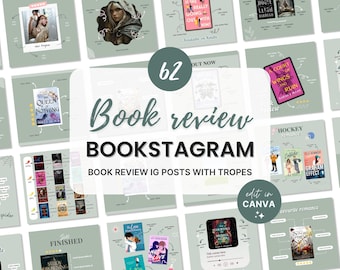 Bookstagram Template Instagram Bookish Sage Bookstagram Canva Book Lover Social Media Post Green Book Reading Review Author Writer Marketing
