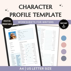 Character Profile Sheet Character Trait Scale Novel Planner Writer, Character Portrait Guide Character Chart Digital Printable Goodnotes PDF