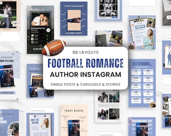 Autor Instagram Fútbol Escritor de romance Plantillas de Canva Carrusel de redes sociales Bookstagram Marketing Lanzamiento de libro Promoción Publicación de autor independiente