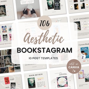 Modello di Bookstagram Instagram Bookish Beige Bookstagram Canva Book Lover Post sui social media Recensione di lettura di libri Autore Scrittore Marketing IG