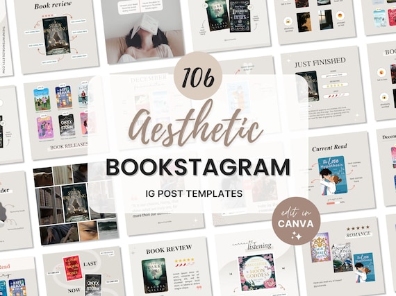 Bookstagram Template Instagram Bookish Beige Bookstagram Canva Book Lover Social Media Post Book Reading Review Author Writer IG Marketing