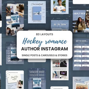 Autor Instagram Hockey Romance Escritor Plantillas de Canva Carrusel de redes sociales Bookstagram Marketing Lanzamiento de libros Promoción Autor independiente Publicación