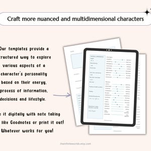 Character Profile Sheet Character Trait Scale Novel Planner Writer, Character Portrait Guide Character Chart Digital Printable Goodnotes PDF image 2