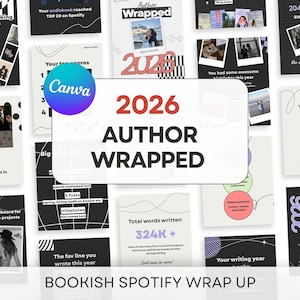 Author Spotify Wrapped Bookstagram Templates 2026 Yearly Recap Wrap up Instagram Canva Carousel Bookstagram Trendy Author Book Social Media