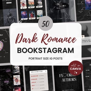 Modello Instagram per romanzi dark, Canva per recensioni di libri, post Instagram per romanzi dark, lettura di libri, autore, scrittore, marketing IG