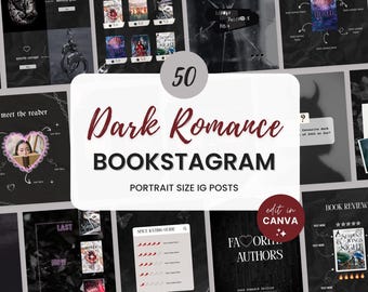Dark Romance Bookstagram Template Bookish Instagram Canva Book Review Bookstagram Post Romance Dark Book Reading Author Writer IG Marketing