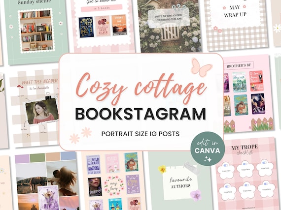 Cottagecore Bookstagram Template Bookish Instagram Post Canva Cozy Book Trope Review Social Media Template Reader Instagram Author Marketing