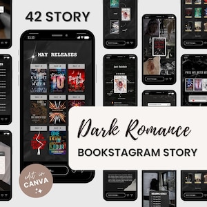 Dark Bookstagram Story Template Bookish Instagram Story Dark Romance Social Media Canva Book Review Trope Bookstagram Reading Author Writer
