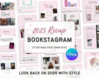 2025 Recap Bookstagram Template Jährliche Lesung Wrap up Pink Buchbesprechung Instagram Canva Karussell Buchliebhaber Jahresabschluss Viral Bookstagram